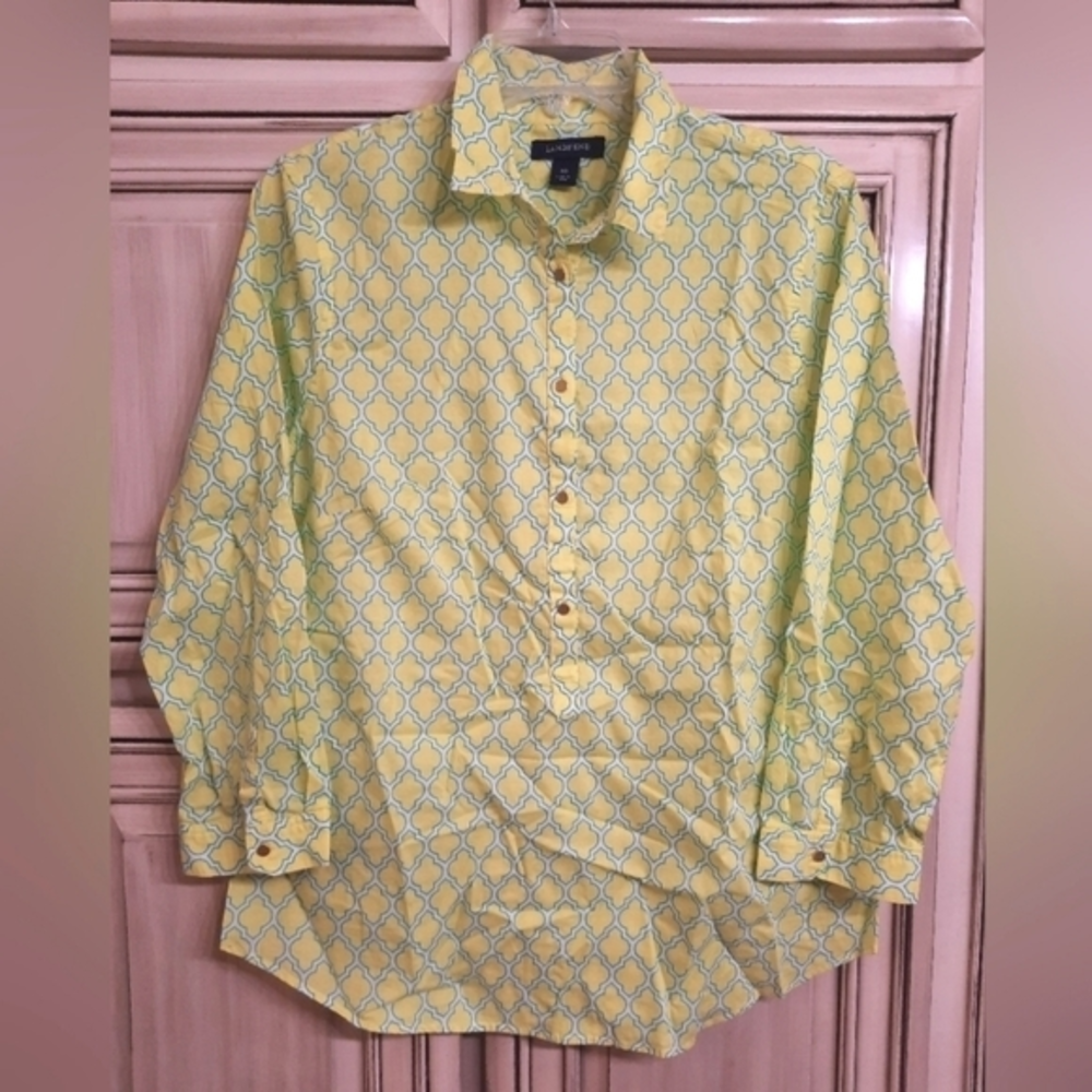 Lands End Size 10 Yellow / Teal‎ Gold Accent Buttons!